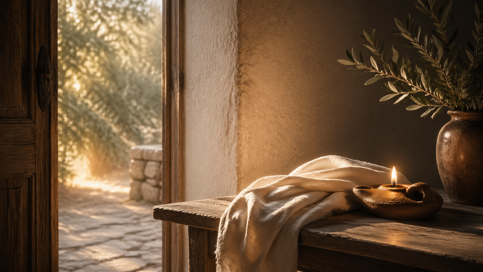 Warm doorway and clay lamp for Known and Fully Loved